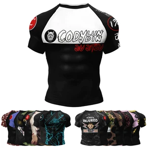 Camisas de manga curta Rashguard para homens, camisas pretas Rash Guard, design popular, sublimação, sem Gi, JJ, Jiu Jitsu, Mma, luta, pessoal 10 principais vendas camisa bj - №3