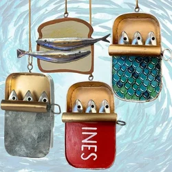 1pc Tin of Sardines Quirky Hanging Ornament, Charming Little Tin of Sardines, Octopus, Duck, and Penguin Decorations