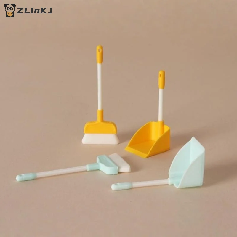 ▶1Set Doll Home Cleaning Tools Decor Toy 1:12 Dollhouse Miniature Brush Dustpan Kit Micro Life Scene Decoration Props