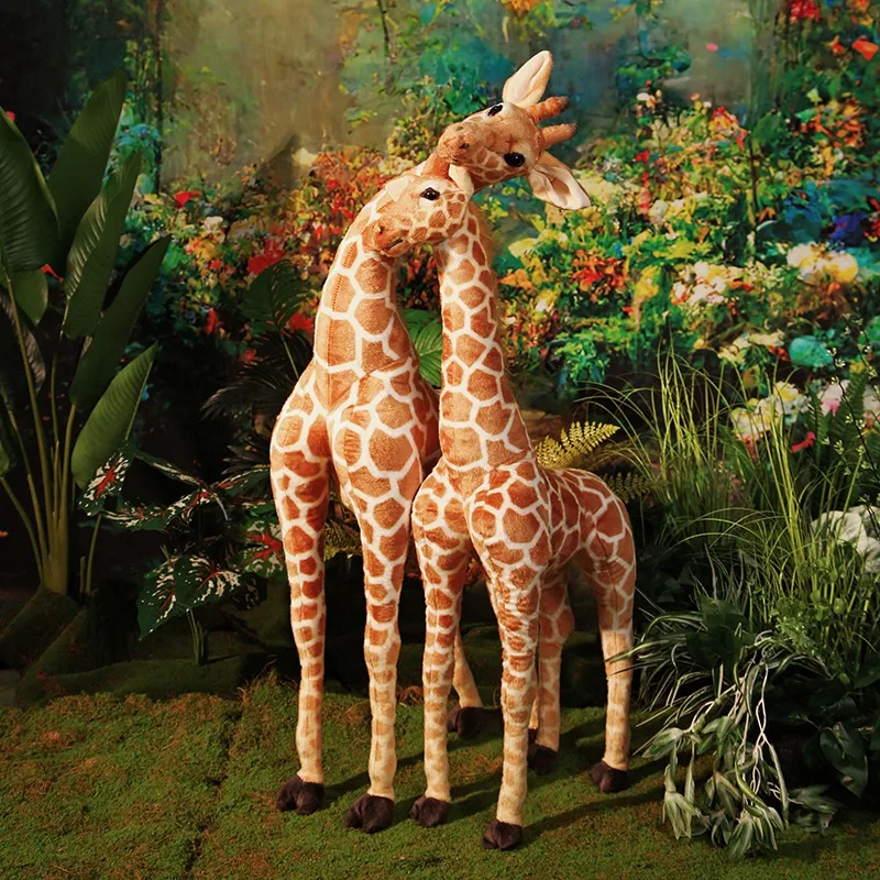 60~120cm 스탠딩 기린 인형 봉제 장난감 부드러운 숲 초원 야생 동물 실제처럼 환상적인 홈 데코 선물