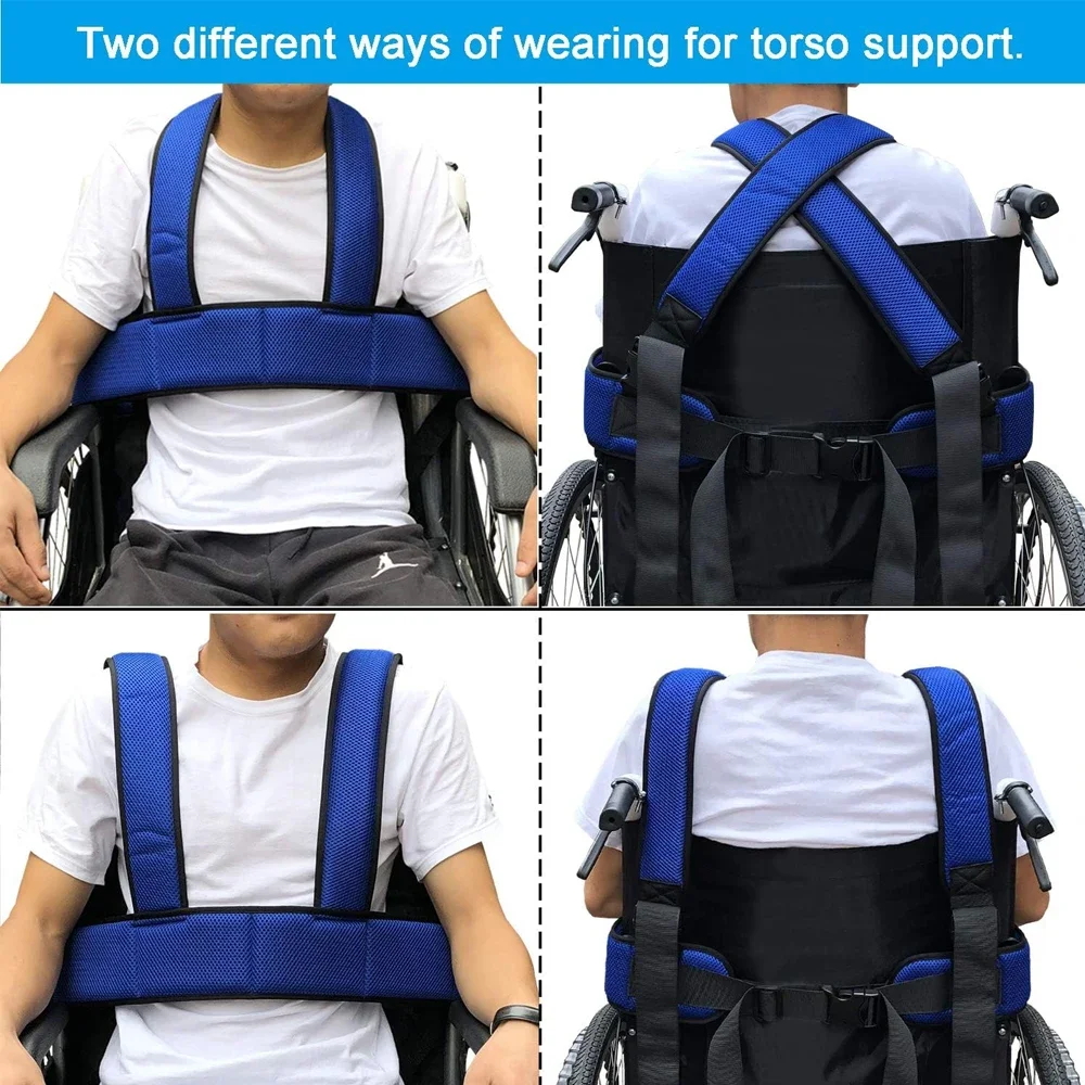 1PCS Wheelchair Seat Belt Torso Support Vest for Patient, Elderly & Disabled, Adjustable Full Body Harness Prevent Tilting