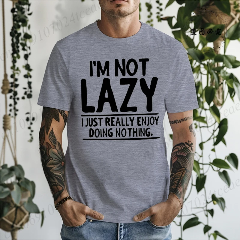 T-shirts imprimés « J'AI PAS LA TROUDE DE LA PARESSONETÉE, JE SUIVRAI LE MODE ÉCONOMIE D'ÉNERGIE » pour hommes et femmes, t-shirts à manches courtes, hauts tendance été, t-shirt homme