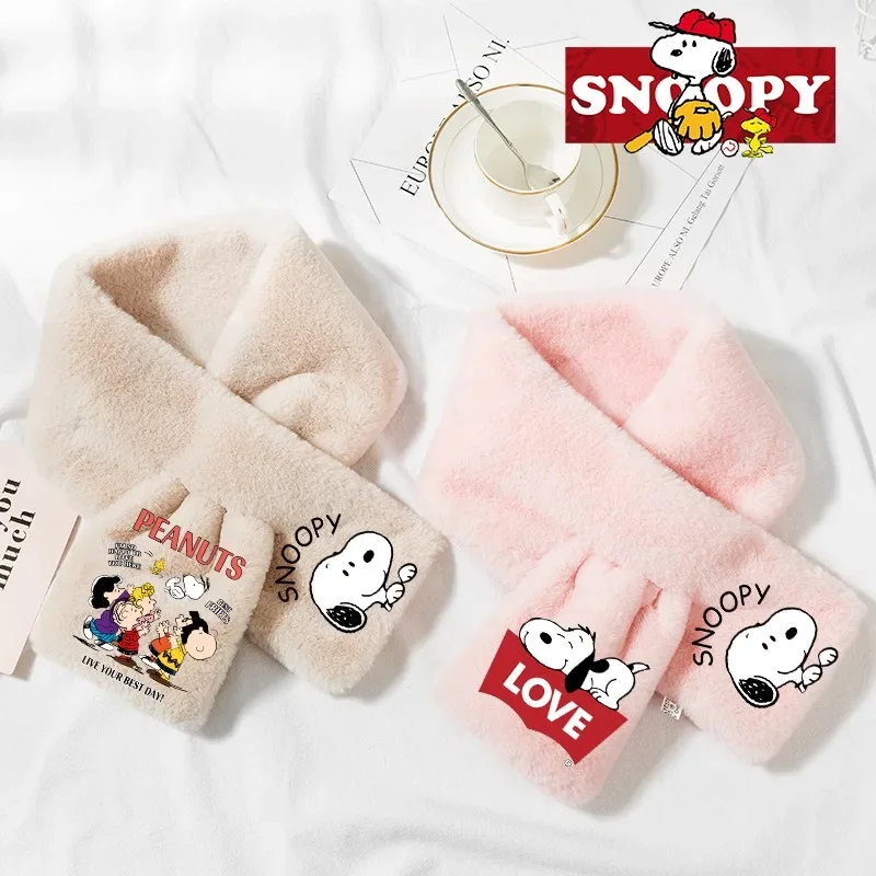 Snoopy Scarfs Cute Peanuts Anime Men Women Super Soft Plush Neckerchief Warm Shawl Boy Girl Autumn Winter Kid Birthday Xmas Gift