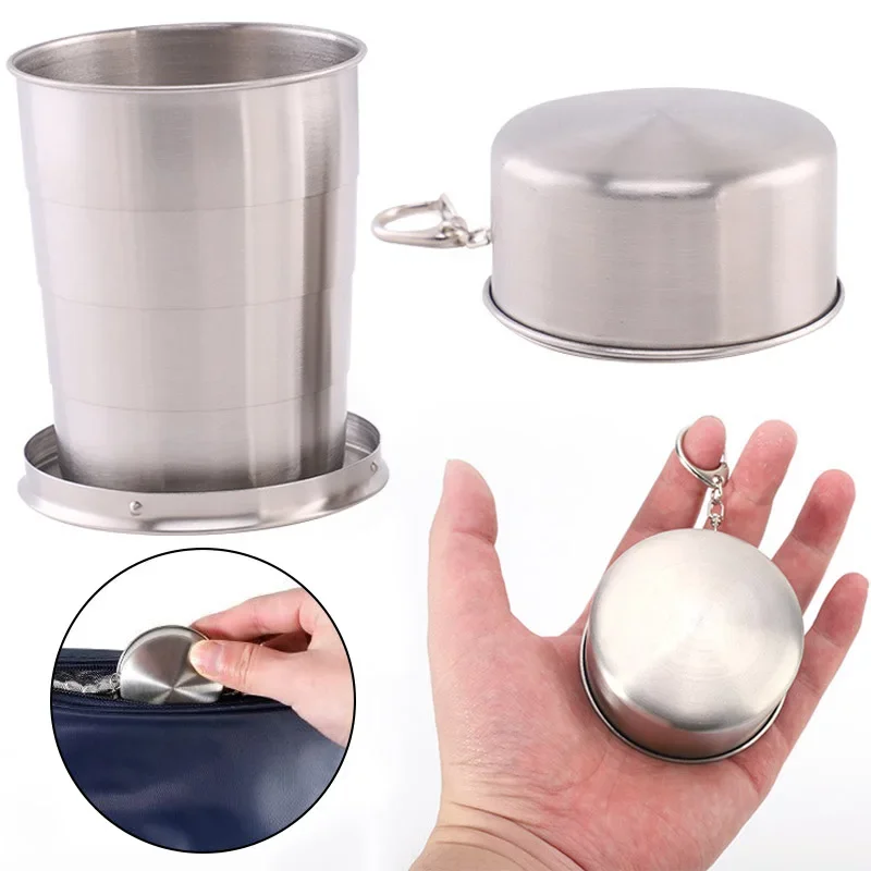 75/150/250/450ml Stainless Steel Folding Cup Ourdoor Foldable Drinkware Gargle Cup Portable Outdoor Travel Camp Telescopic Cup