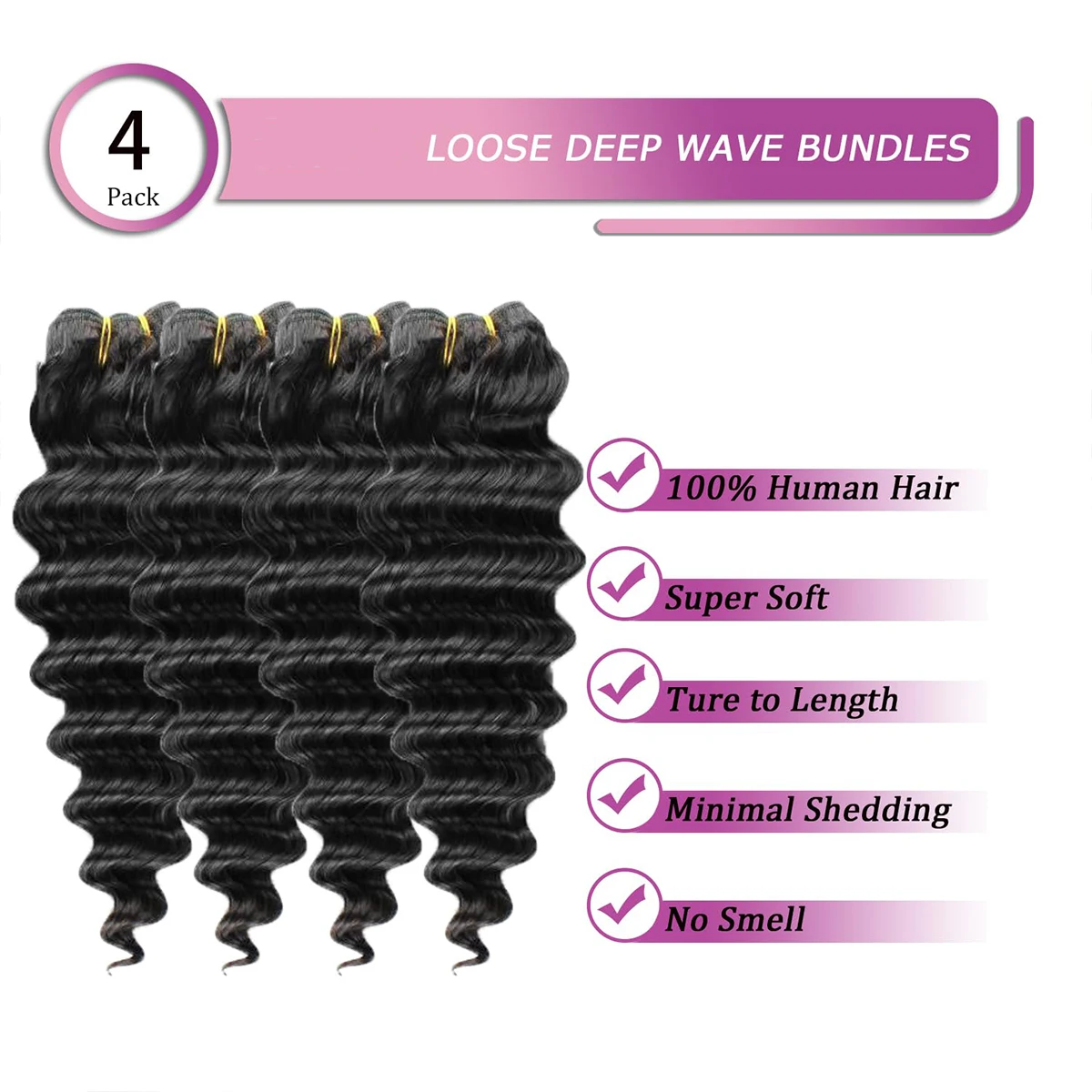 Fasci di onde profonde sciolte da 32 pollici 16A capelli umani Remy brasiliani estensioni dei capelli umani al 100% colore nero naturale fasci 1/3/4 pezzi