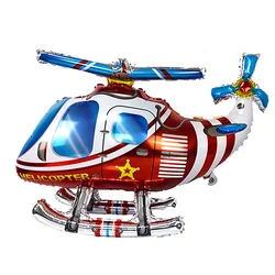 Standing 4D Helicopter Shaped Foil Balloon Aircraft Balloon Kids Birthday Party Decoration Boys Balloon Toys Favors Supplies