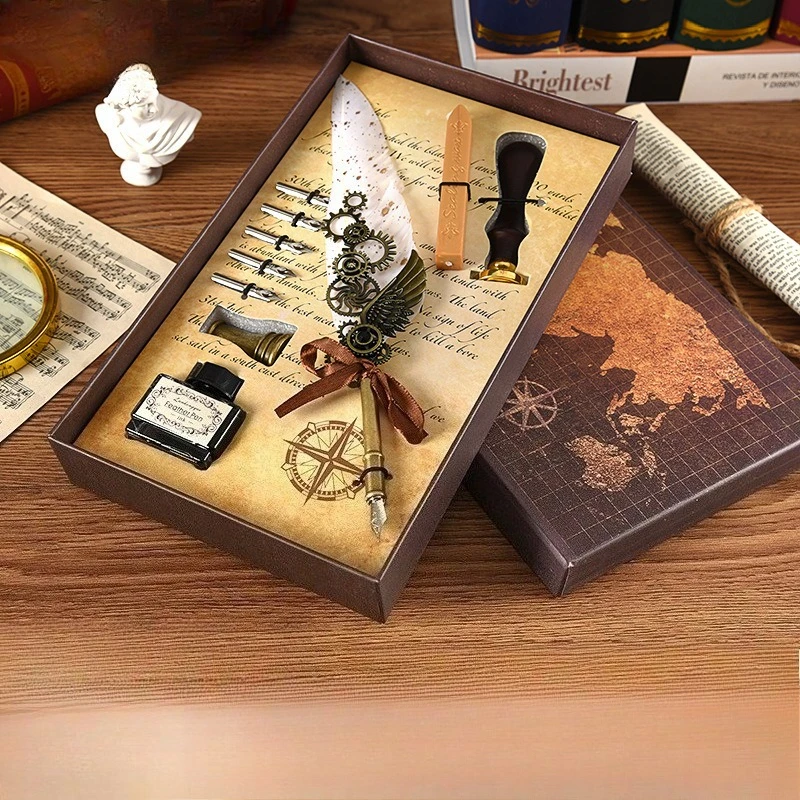 الرجعية الخط ريشة تراجع القلم الكتابة الحبر مجموعة القرطاسية الريشة قلم حبر عيد ميلاد المعلم هدية أدوات الكتابة #1