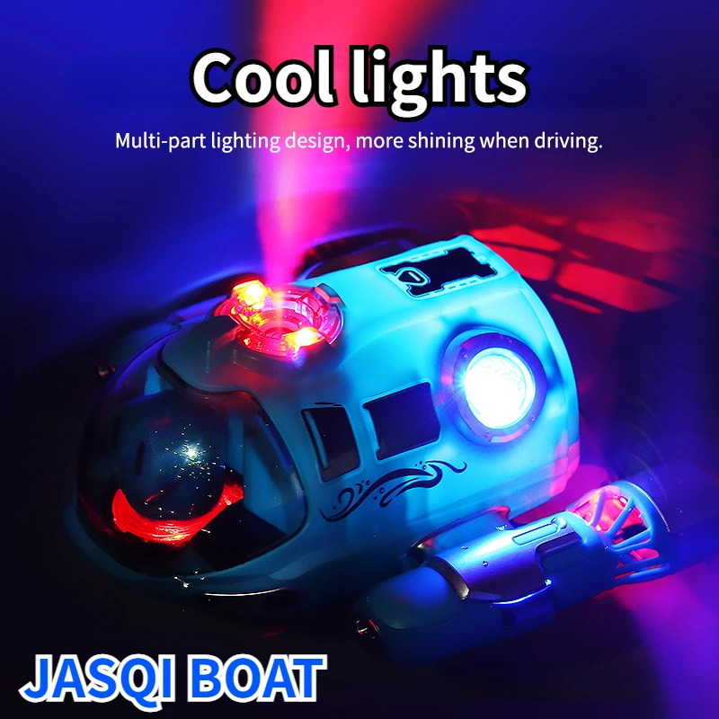 JASQI Rc Boat Toys Remote Control Boat Waterproof Spray Swimming Pool Bathing RC Steamboat For Boys And Girls Children's Gift