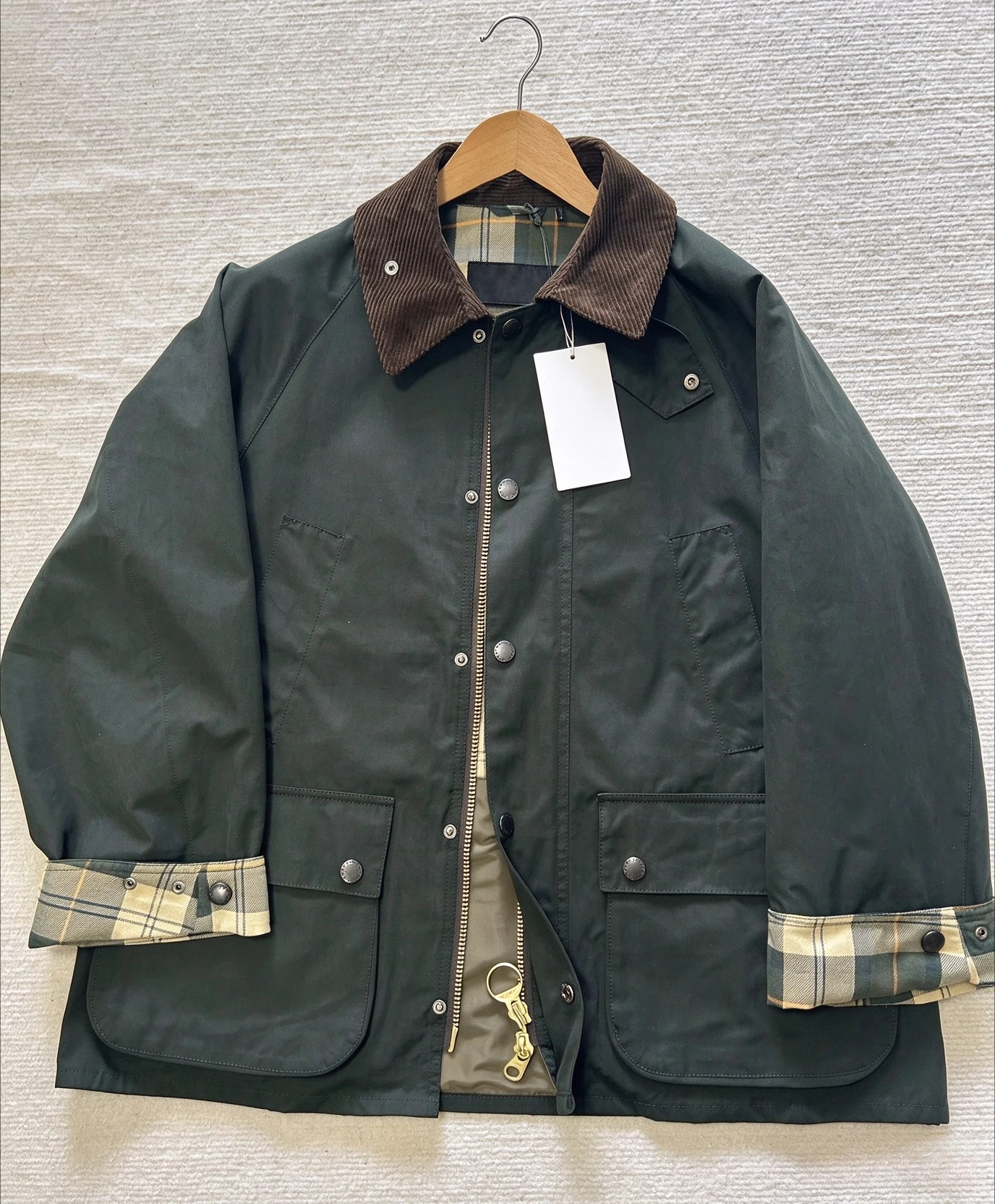 Bb OS Bedale Wax-Free Jacket Men Women Vintage Plaid Lined Outdoor Waterproof Casual Coat