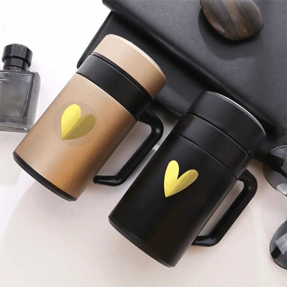 Transparent Heart Sticker Glowing Effect Heart Design Sealing Label Sticker Waterproof Gold Color Stationery Sticker