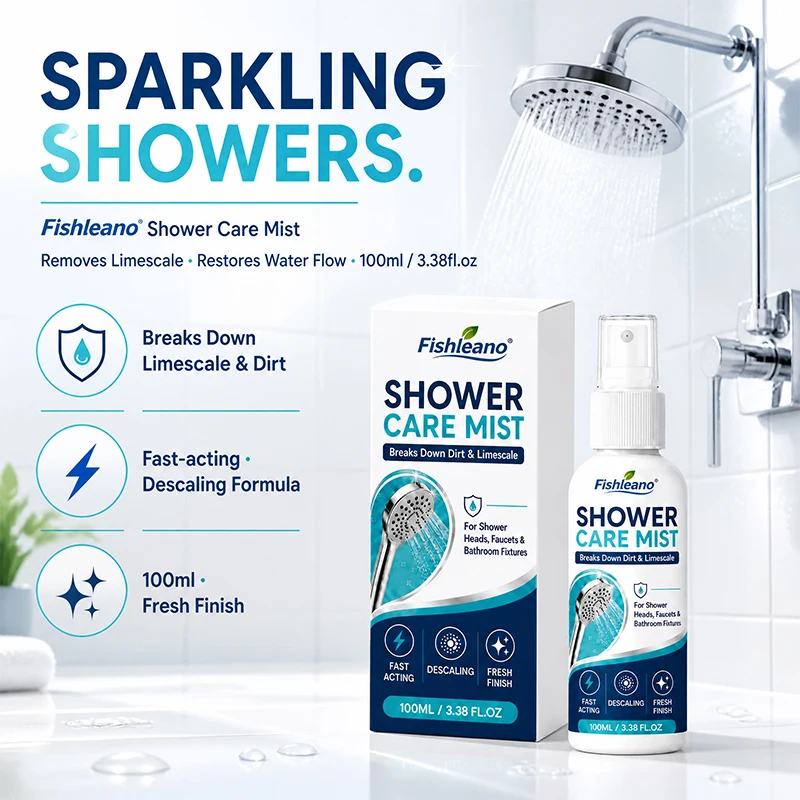 Shower Care Mist 100ml, Powerful Limescale Soap Scum Remover Spray for Shower Head Faucet Bathroom Fixtures Fast Acting Descaler