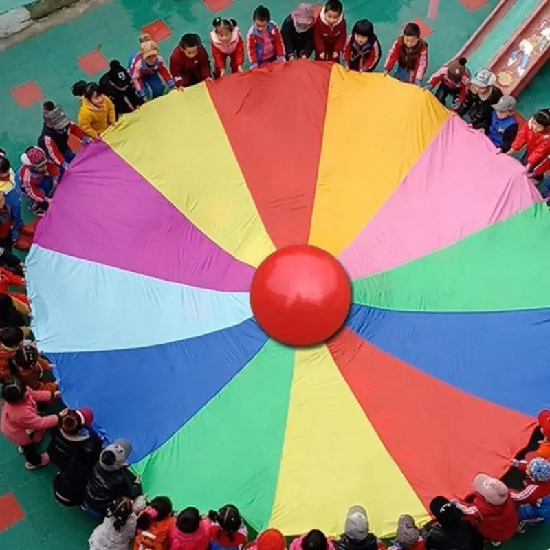 31BA Rainbow Parachute Toy Tent Game with Handle for Playground Activities Children Parent Gymnastic Cooperative Play