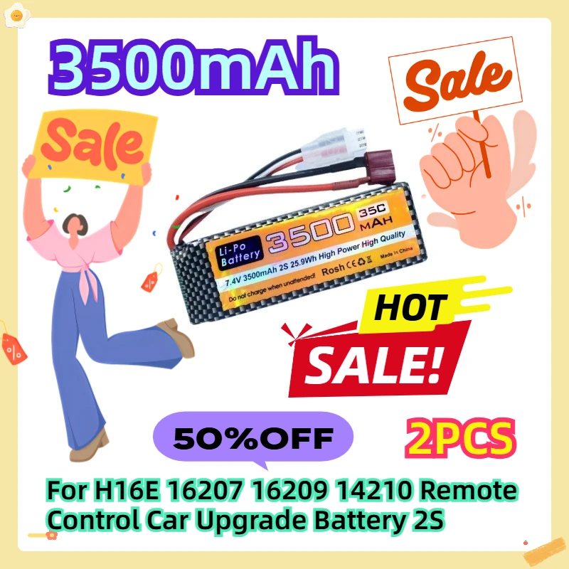 

For H16E 16207 16209 14210 Remote Control Car Upgrade Battery 2S 7.4V 3500mAh 2pcs