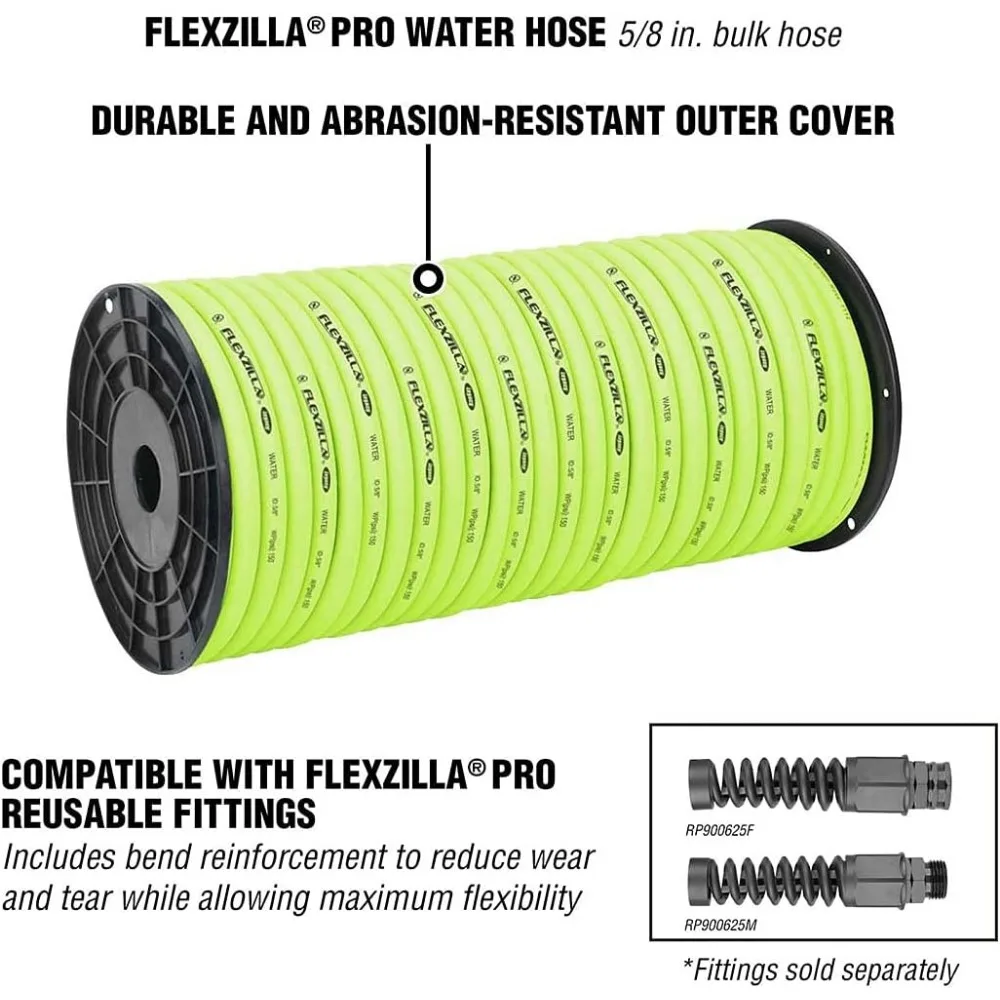 خرطوم Flexzilla Pro ، بكرة ماء بلاستيكية بالجملة ، في خدمة ثقيلة خفيفة الوزن ZillaGreen ، HFZ58250YW ، ft.