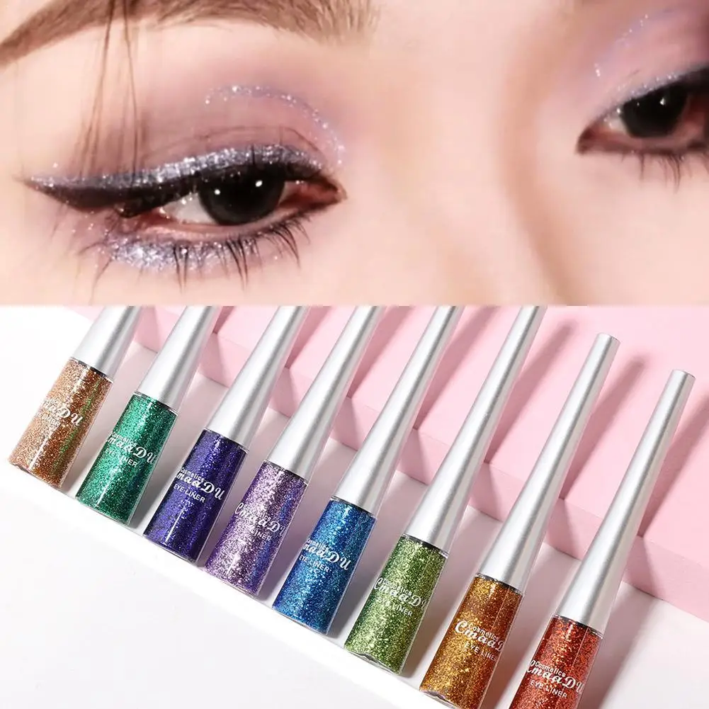 

Блестящая жидкая подводка для глаз и тени для век, гладкая, мерцающая, осветляющая, водостойкая, для праздничного макияжа.