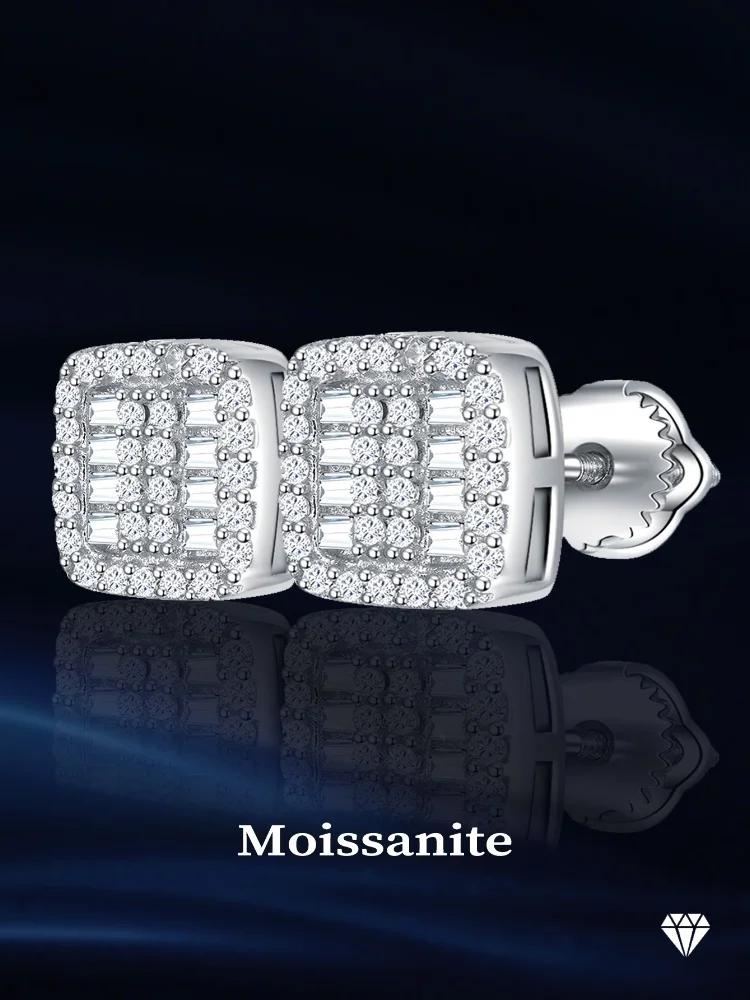 Full Moissiante Earrings 925 sTerling Silver Stud Earring Engagement Earrings Woman Jewelry