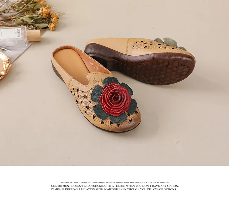 Neue große Blumen-Sandalen aus Rindsleder für Damen, Sommer-Mules mit Cut-Outs, niedrige Absätze, Retro-Luxus-Slipper-Sandalen, Slip-On-Schuhe für Damen – Detail 18