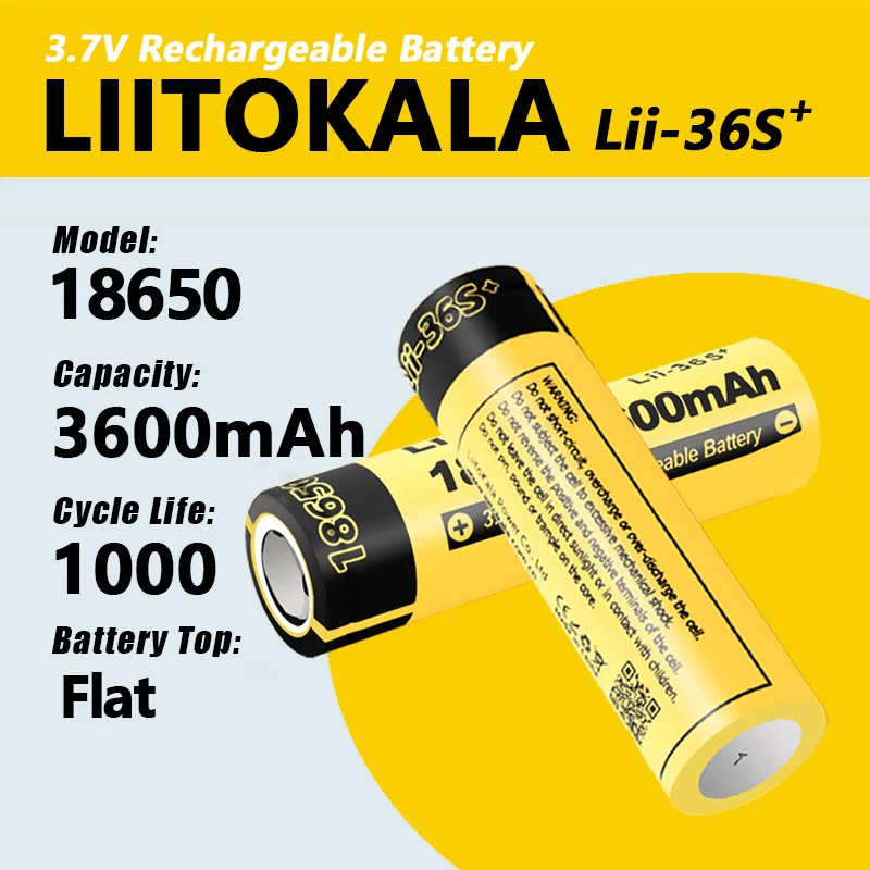 1-30pcs LiitoKala Lii-36S 18650 3600mAh 3.7V Li-Ion Rechargeable Battery 10A Lithium Battery High Drain For Flashinglight