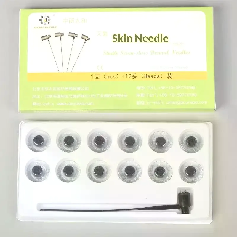 13Pcs Skin Needle 1+12 Heads Set Sterile Seven-star Dermal Individual Packaging Skin Care Acupuncture Therapy