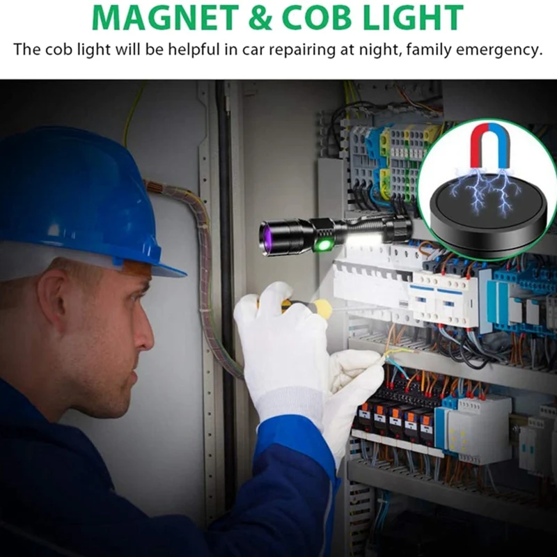 UV Flashlight Purple Light,Super Bright Small Rechargeable Waterproof Magnetic LED Flashlight,Pocket Flash Light