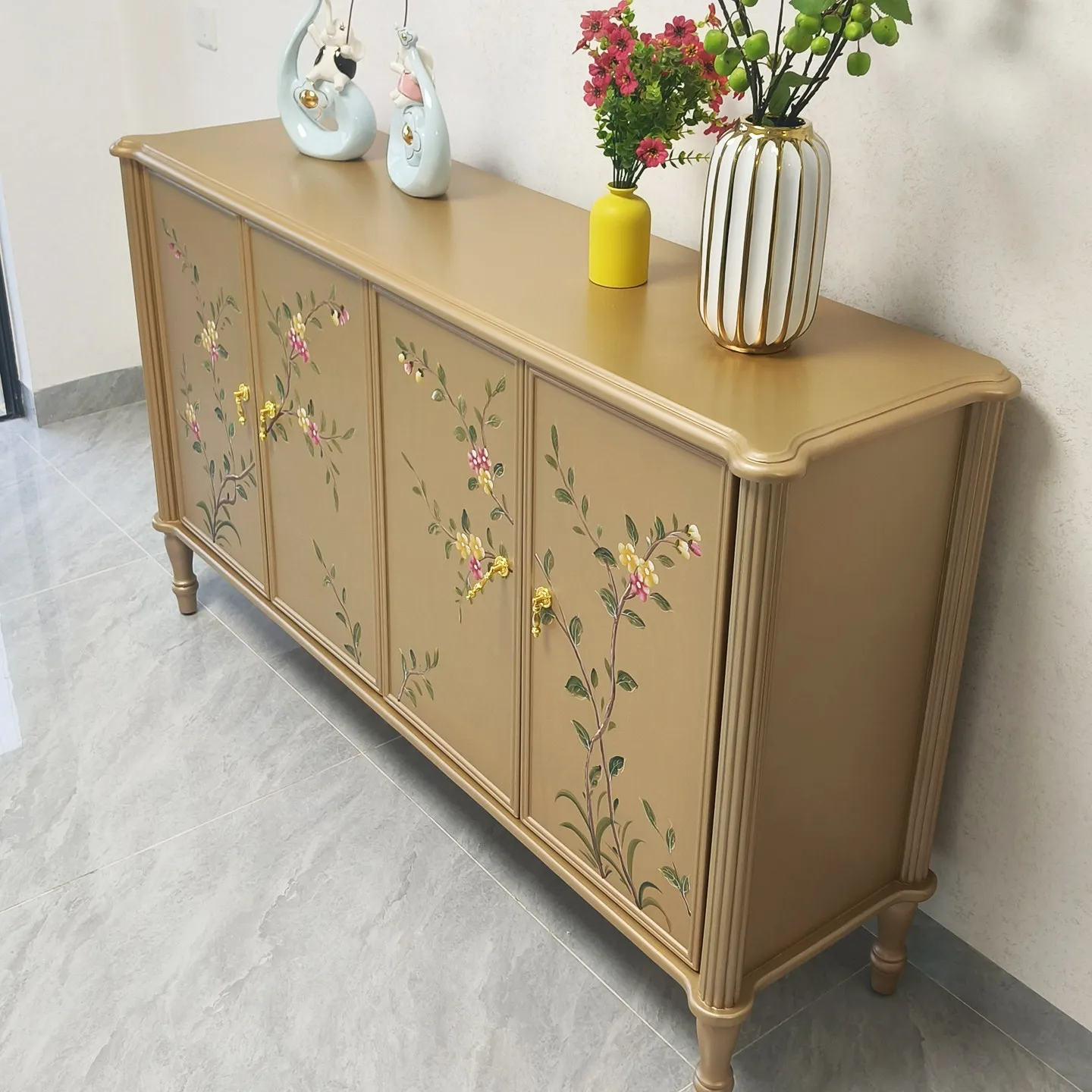 American light luxury painted solid wood chest of drawers bedroom partition integrated multi-functional decoration