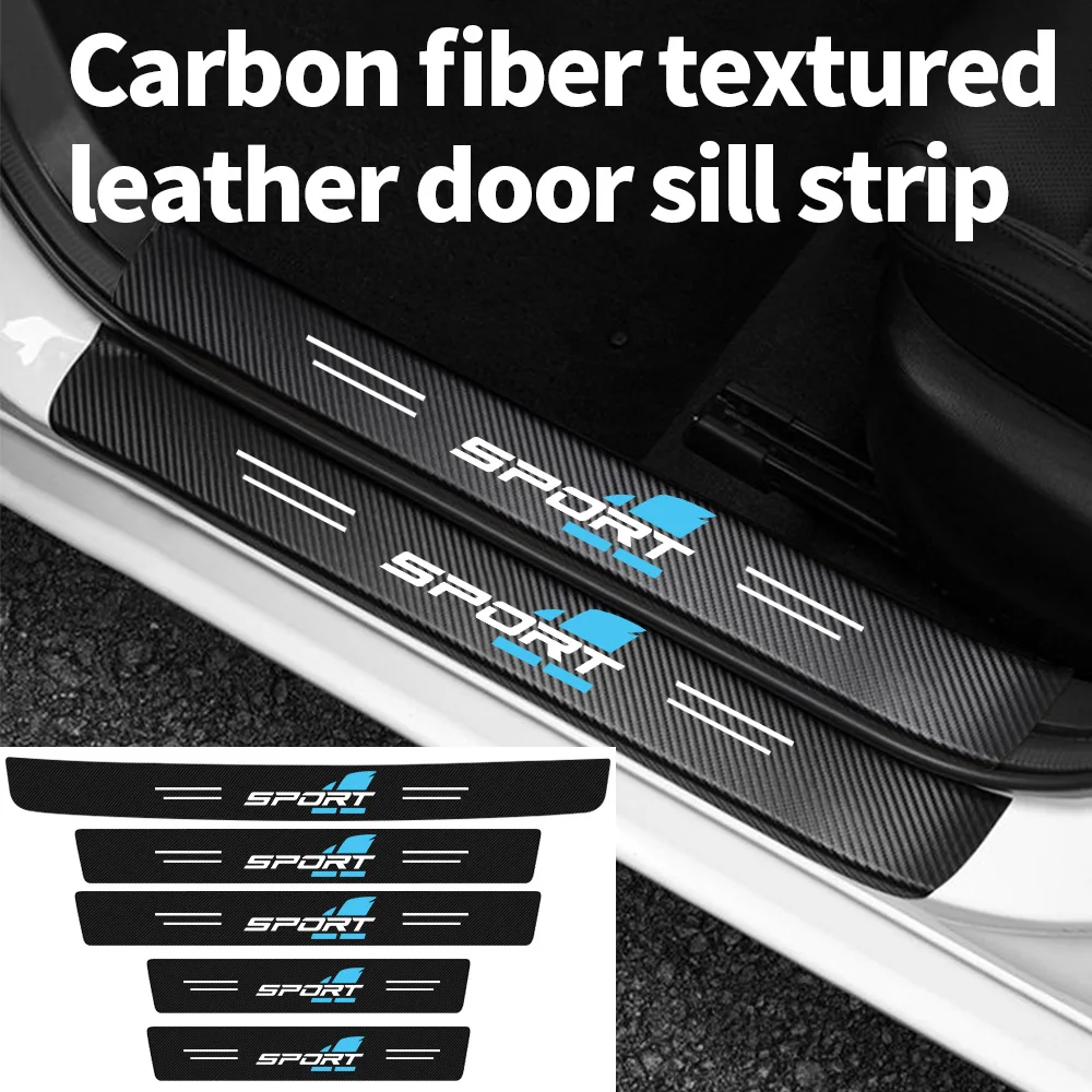 Car Door Sill Strip Sporty Triangle Blue Personalized Creative Door Pedal Anti-Scratch Protective Sticker Decoration