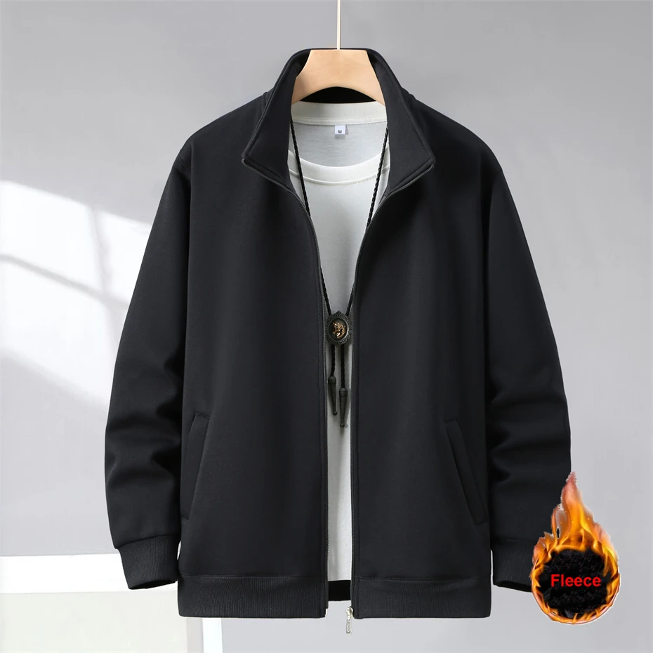 Autumn Winrter Fleece Jacket Men 10XL 12XL Plus Size Jacket Coat Solid Color Stand Collar Jackets Fashion Casual Big Size 12XL
