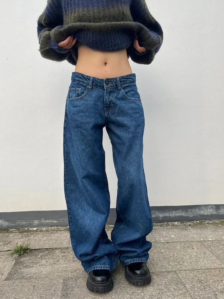 American High Street Retro Straight Leg Jeans Unisex Washed Loose Versatile Slim Wide Leg Casual Floor-Length Pants