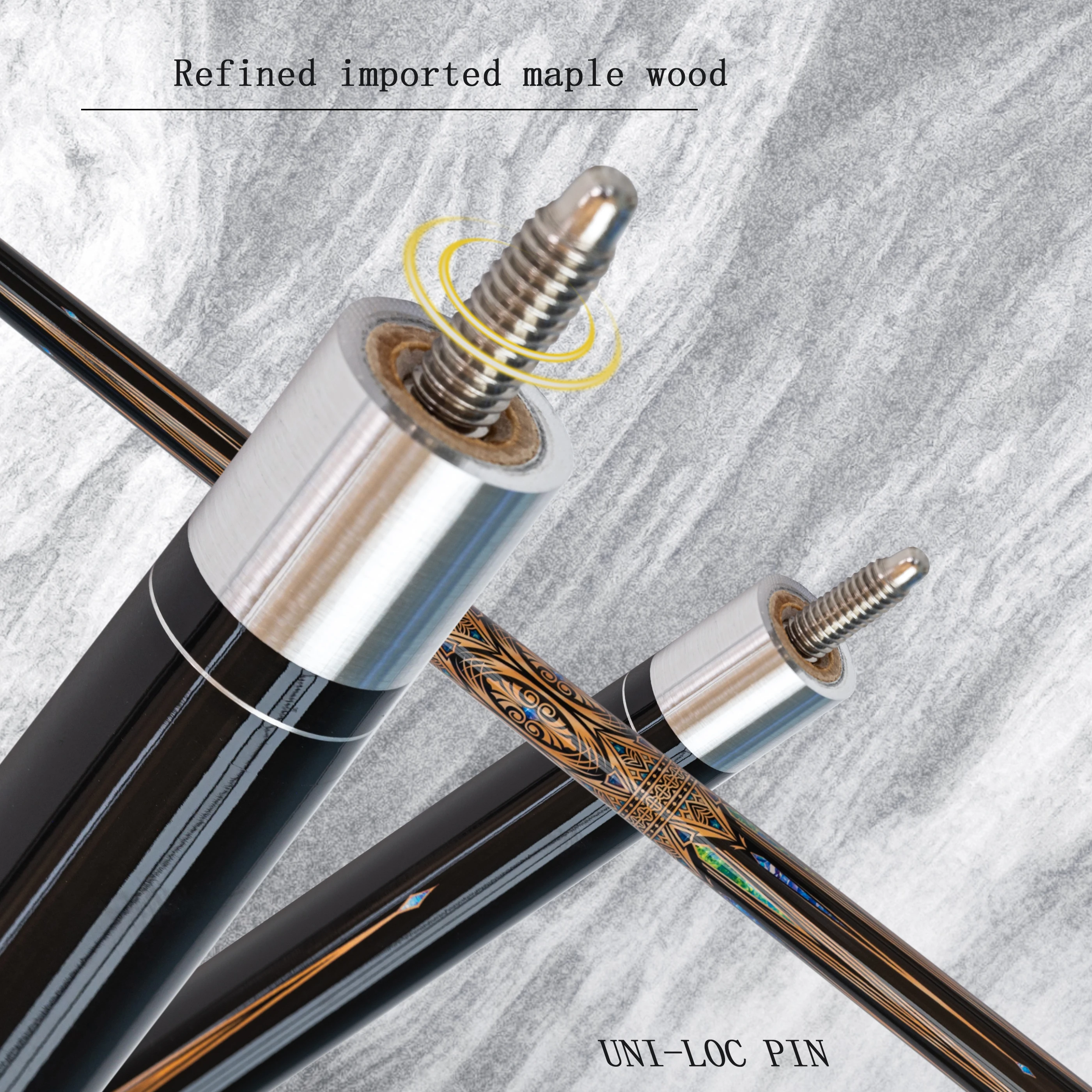 Premium Maple Pool Cue Stick for American Nine-ball and Snooker Games - Classic Design, Smooth Finish, Superior Craftsmanship