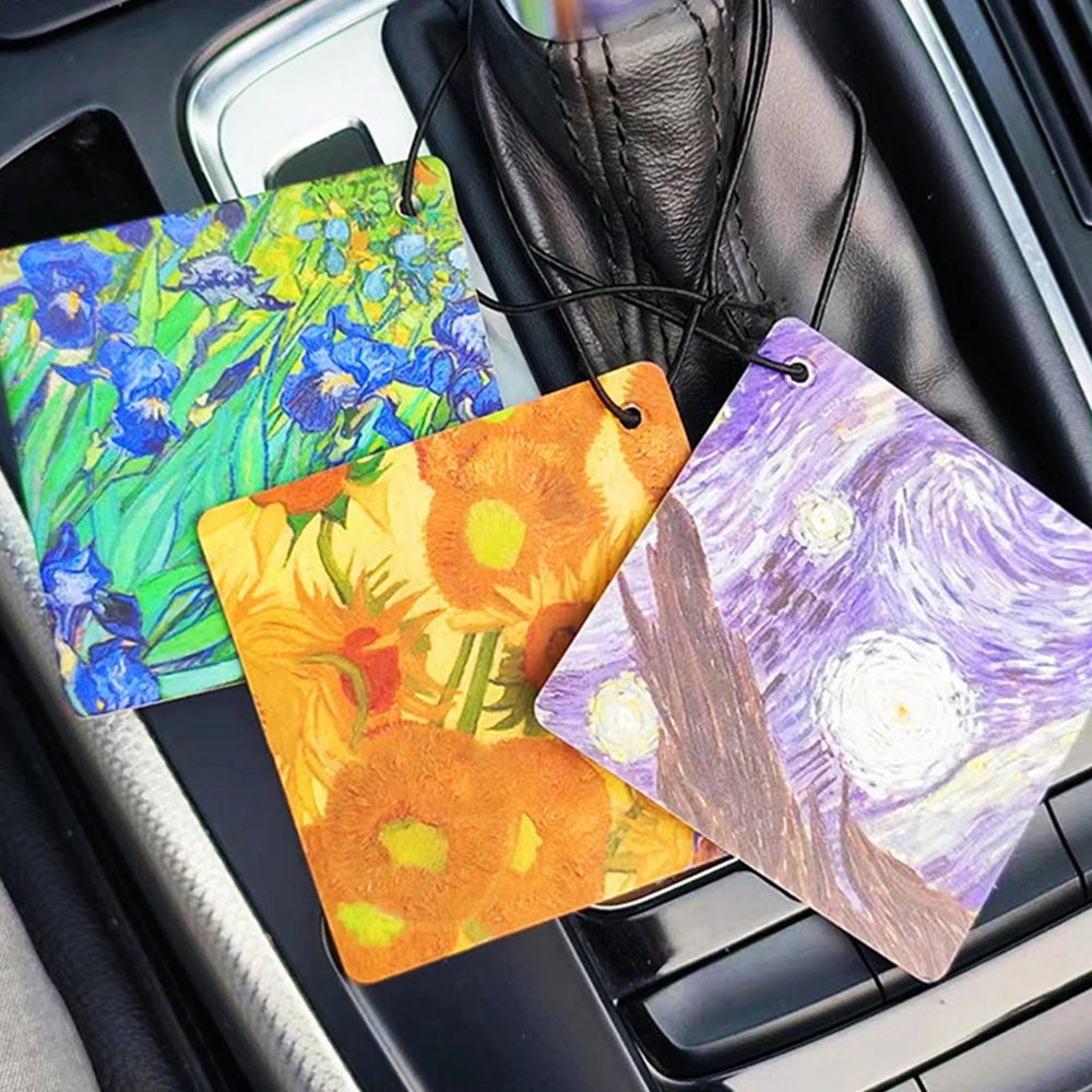 1/3/5 PCS Car Air Freshener Auto Aromatherapy Film Car Hanging Oil Painting Paper Fragrance Tablets Deodorization Accessories