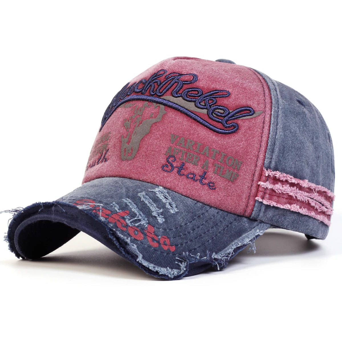 Unisex BlackRebel Brief Stickerei Waschen Baseball Caps Frühling und Herbst Outdoor Einstellbare Casual Hüte Sonnenschutz Hut – Detail 3