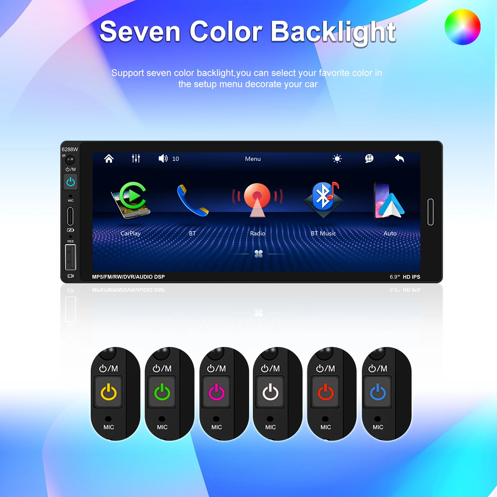 LeeKooLuu Car Radio 1Din Carplay / Android Auto Car Multimedia Video Player Universal 5.1 Inch 1 din Stereo Bluetooth MirrorLink