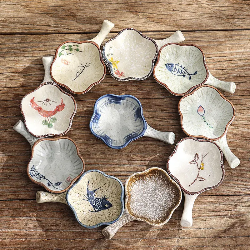 Ceramic Calligraphy Ink Plate Brush Holder Eco Flower Shaped Plate Dipping Bowl Study Room Four Treasures Calligraphy Supplies