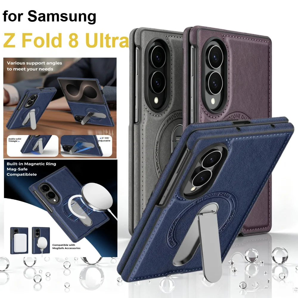 Bestseller Case For Samsung Galaxy Z Fold 8 Ultra 7 6 5 4 3 for Magsafe Cover Minimalist Skin-friendly Leather Folding Bracket