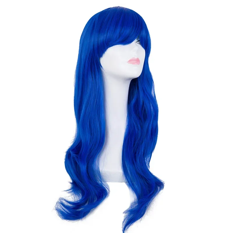 Cosplay Wig  Synthetic Heat Resistant Long Wavy Blue Women Hair Costume Carnival Halloween Masque Party Salon Hairpiece