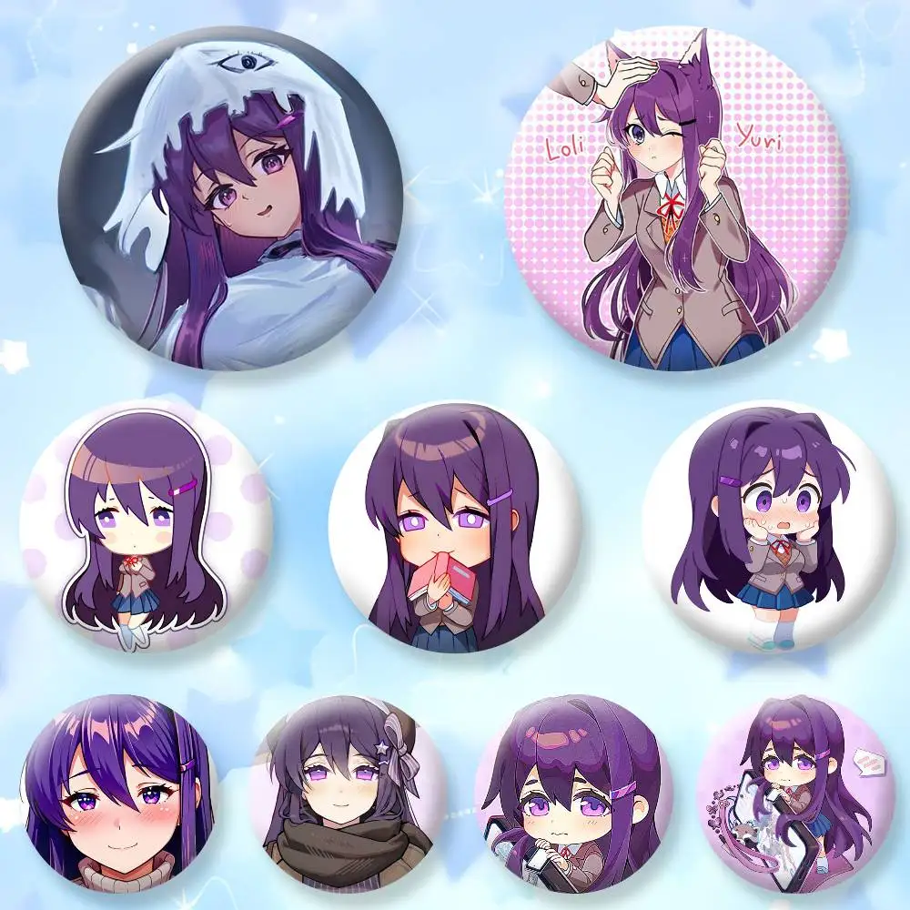 

D-DDLC Girl Y-Yuri Badges Creative Tinplate Button PinsBrooch Badge Clothes Backpack
