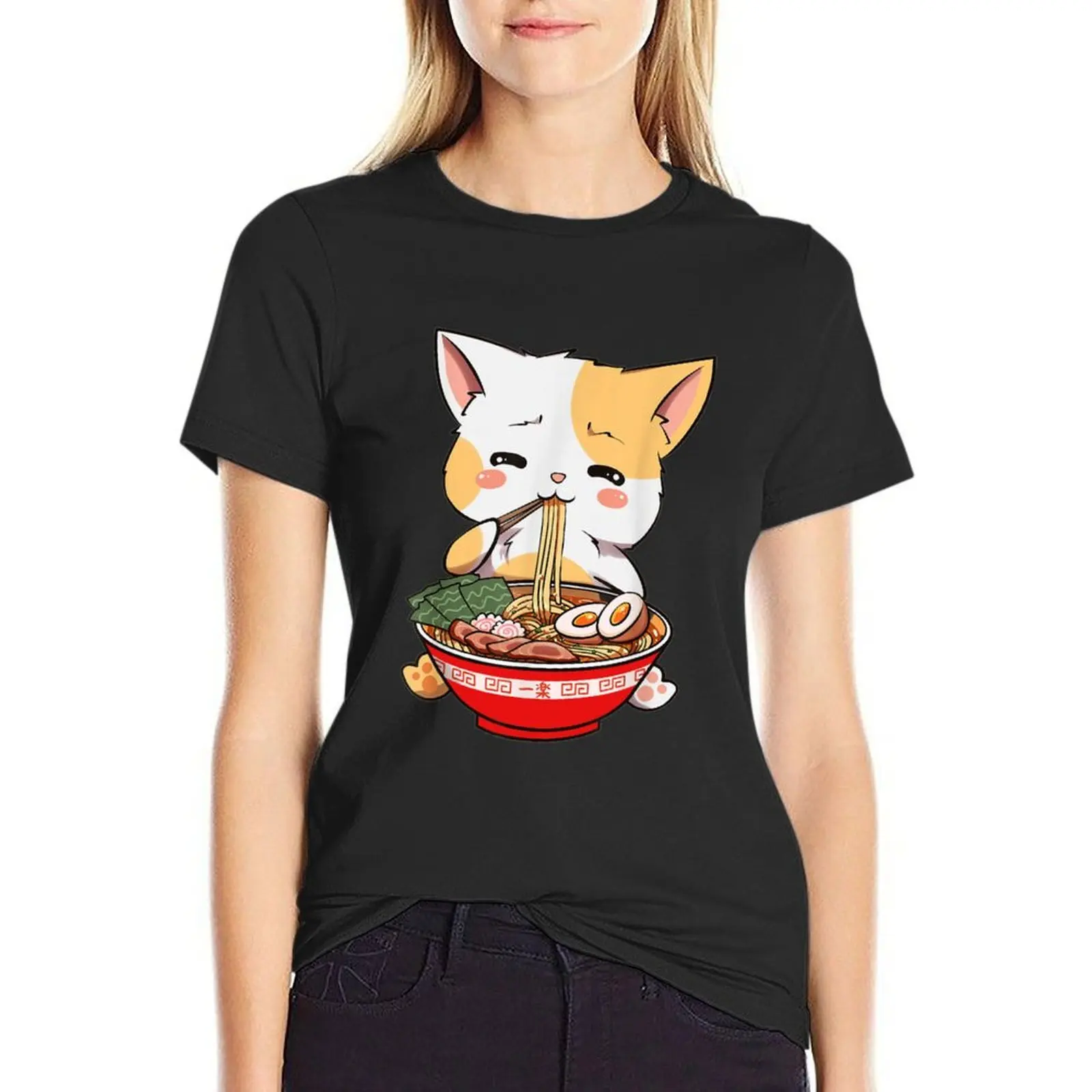 

Kawaii Neko Ramen Cute Ramen Cat Japanese Noodle Funny Anime T-Shirt hippie clothes sublime sports fans Woman clothes