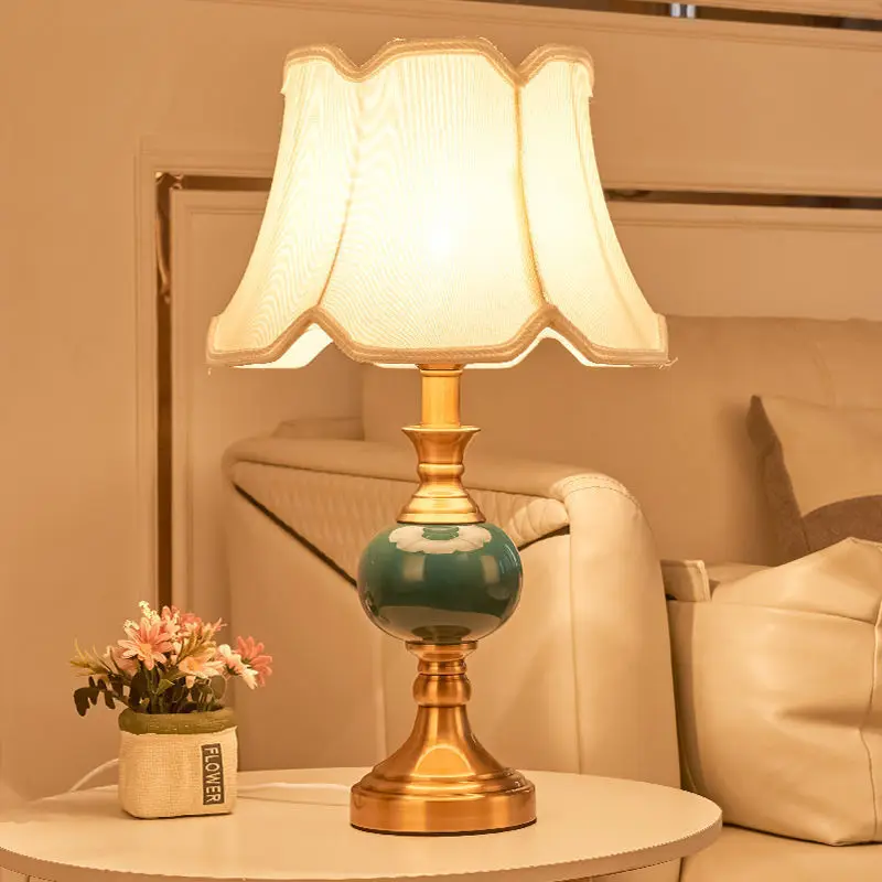 Luxury ceramic desk lamp with paper shade retro lamp bedside lamp hotel project and home decoration lighting