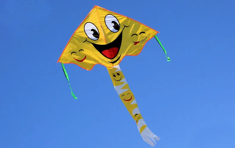 Cometas sonrientes para niños y adultos, deportes divertidos al aire libre, grandes con cuerda y ASA, fáciles de volar, nuevo