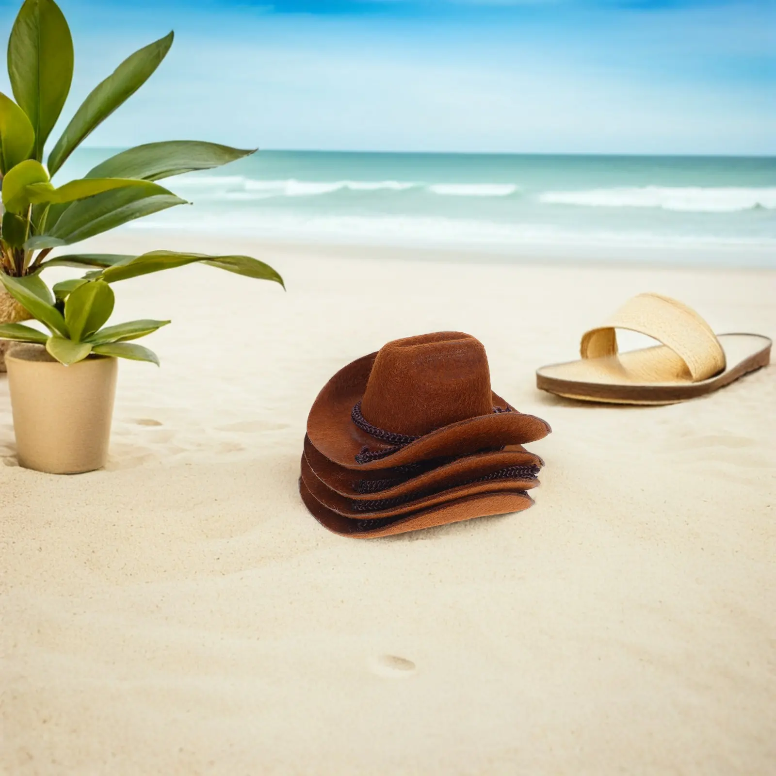 

4 миниатюрные праздничные шляпки, маленькие украшения в стиле вестерн, ковбойские украшения, белые