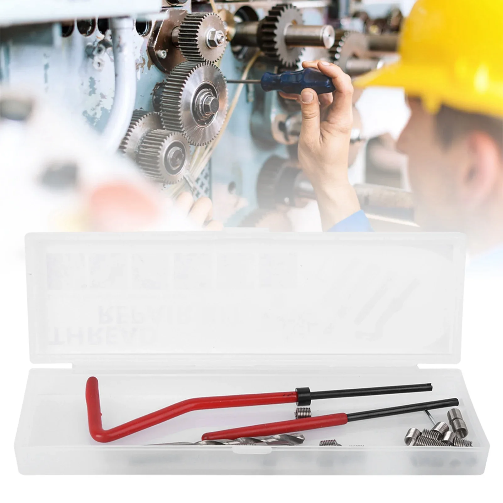 مجموعة إدراج إصلاح الخيط طقم إدراج إصلاح الخيط M4 مع صندوق بلاستيكي شفاف لمعالجة أداة خيوط الآلات #2