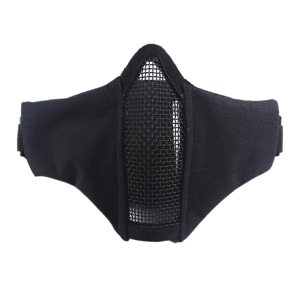 Half Face Metal Steel Airsoft Masker Jacht Tactisch Net Mesh Masker CS Beschermende Halloween Party Half Face Paintball Maskers