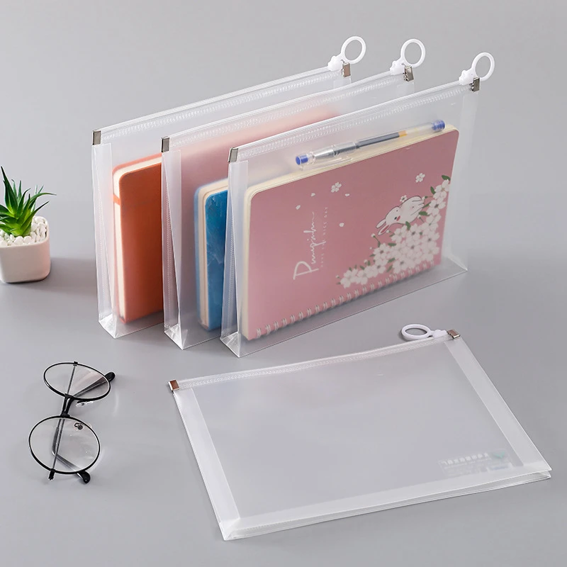 1Pcs A4/A5/B6 Waterproof Zipper Pouch Clear Document Bag Book File Folders Stationery Pencil Case Storage Bags Puzzles Organizer