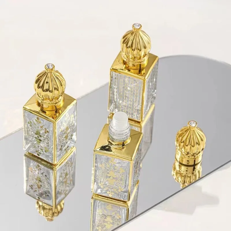 10ml ขวดน้ําหอมแก้วม้วนบนขวดทองชุบน้ํามันหอมระเหยคอนเทนเนอร์ Mist Sprayer น้ําหอม Atomizer สเปรย์แก้วขวด