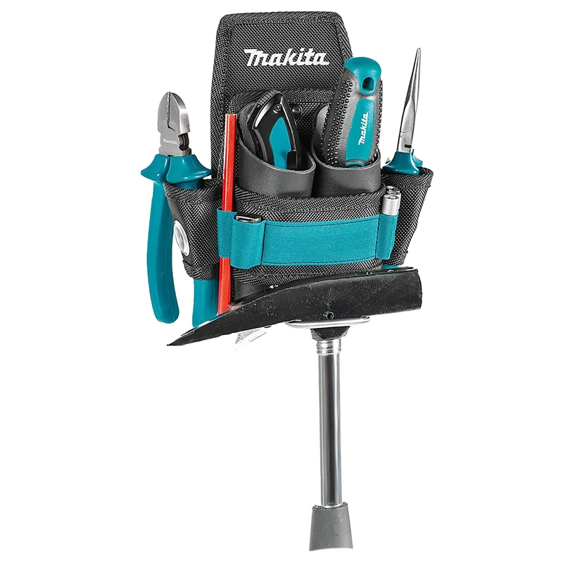 Imagem -02 - Makita-portátil Pendurado Martelo Ferramenta Bolsa Assento de Aço Inoxidável Couro Ampla Faca Titular Repair Waist Pack E15285