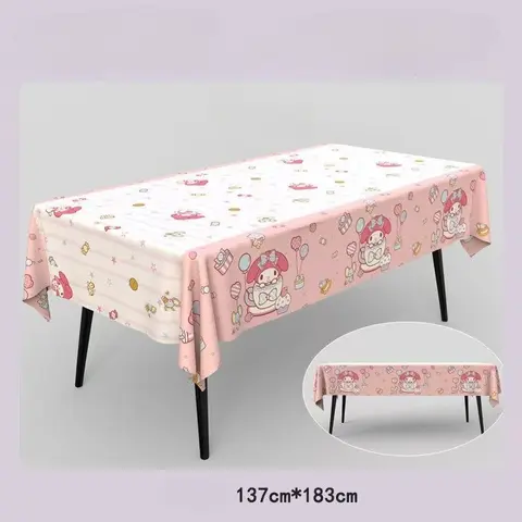 Cute Sanrio Cartoon Character My Melody Tableware Pink Birthday Party Set Supplies Tablecloth Kawaii Atmosphere Party Decoration