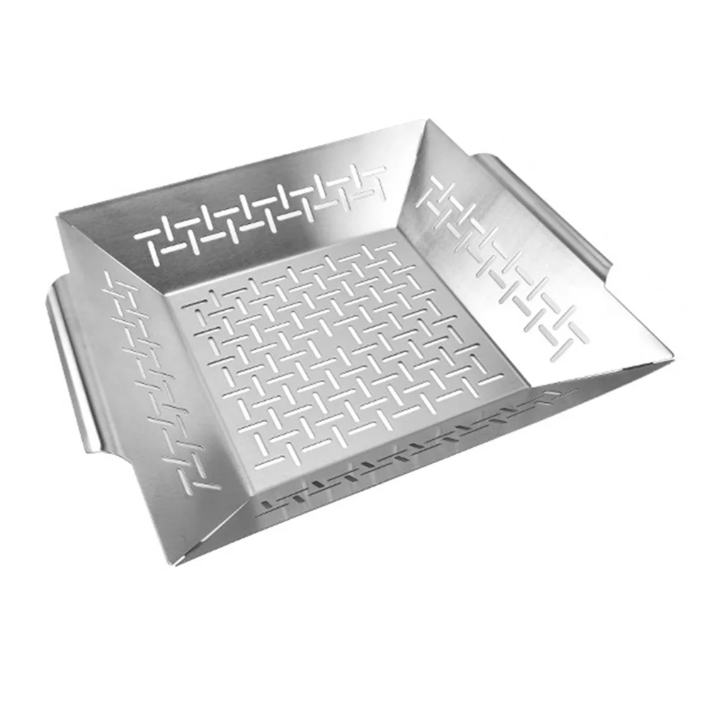 Mesh Design Stainless Steel Grill Basket Compatible with For Weber Grills Perfect for Vegetables and Side Dishes