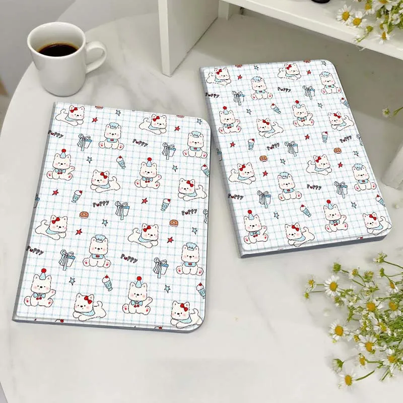 

Cartoon Cat Grid Pattern Case For Honor MediaPad MatePad 6 7 X8 M5 M6 V6 V7 T5 T10 T10s 10 11 SE C5e X8a Pro Lite Tablet