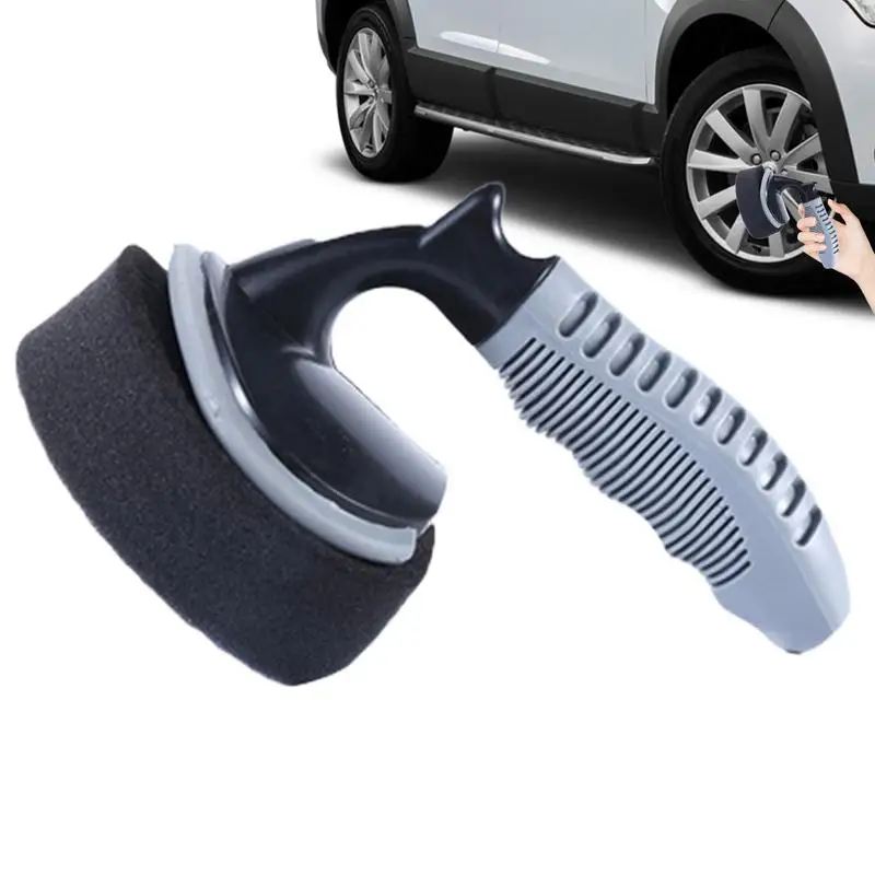 Tire Shine Applicator Brush Wheel Shine Applicator Brush Multipurpose Brush With Detachable Sponge Portable Curved Brush For Car