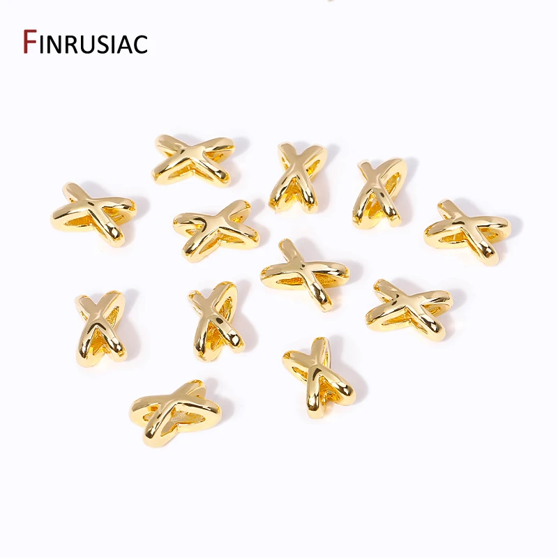 Wholesale 2/4/8Pcs 18K Gold Plated Brass Separators Beads Star/Flower Shape Spacer Beads For DIY Jewelry Making Supplies